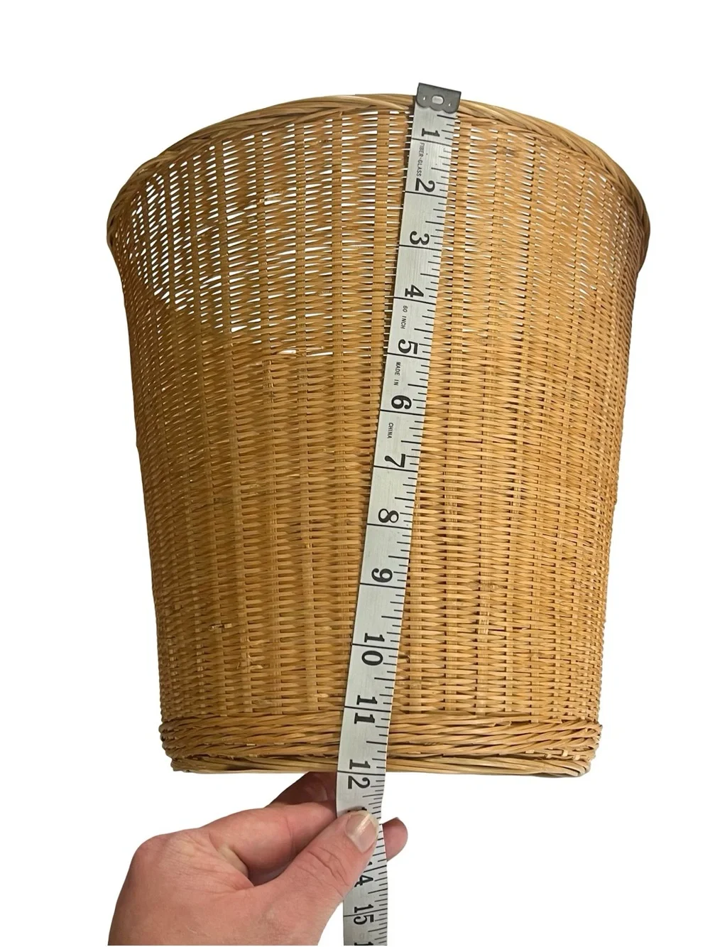 Boho Woven Bamboo Wastebasket Trash Can Basket 2 Pack Republic of China Vintage